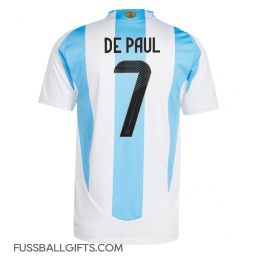 Argentinien Rodrigo De Paul #7 Fußballbekleidung Heimtrikot Copa America 2024 Kurzarm